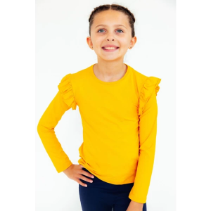 Girls' MILA & Rose Ruffle Long Sleeve T-Shirt 7/8 Mustard