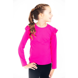 Girls' MILA & Rose Ruffle Long Sleeve T-Shirt 5/6 Hot Pink