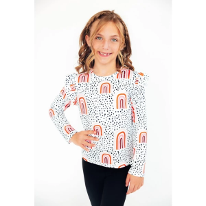 Girls' MILA & Rose Ruffle Long Sleeve T-Shirt Toddler 2T Peach Rainbow