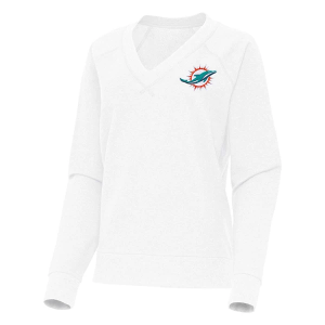 Women's Miami Dolphins Antigua Varsity Long Sleeve Polo Large White