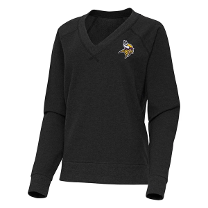 Women's Minnesota Vikings Antigua Varsity Long Sleeve Polo Small Black Heather