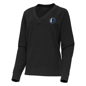 Women's Dallas Mavericks Varsity Antigua Long Sleeve T-Shirt Large Black Heather
