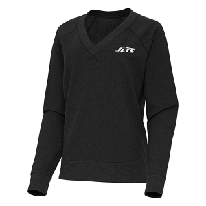 Women's New York Jets Antigua Varsity Long Sleeve Polo Small Black Heather