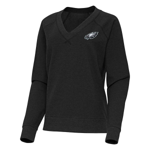 Women's Philadelphia Eagles Antigua Varsity Long Sleeve Polo Medium Black Heather