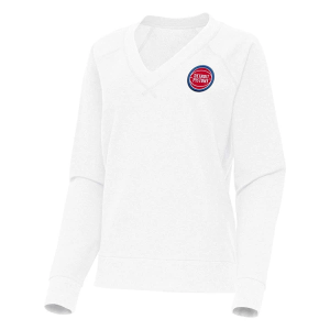 Women's Detroit Pistons Varsity Antigua Long Sleeve T-Shirt Medium White
