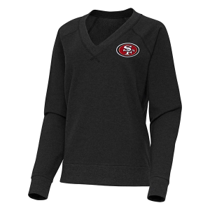 Women's San Francisco 49ers Antigua Varsity Long Sleeve Polo Medium Black Heather