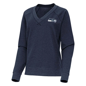 Women's Seattle Seahawks Antigua Varsity Long Sleeve Polo Medium Navy Heather