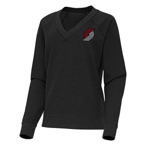 Women's Portland Trail Blazers Varsity Antigua Long Sleeve T-Shirt Small Black Heather
