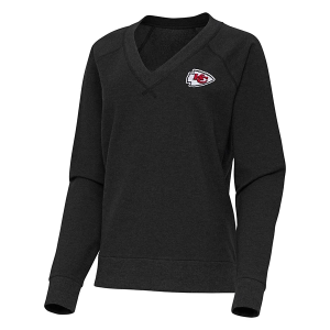 Women's Kansas City Chiefs Antigua Varsity Long Sleeve Polo Small Black Heather