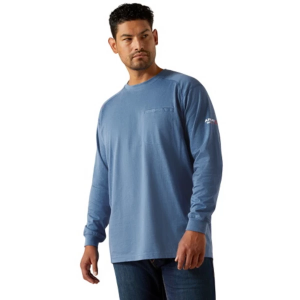 Men's Ariat FR Air Crew Long Sleeve T-Shirt Large Medium Blue