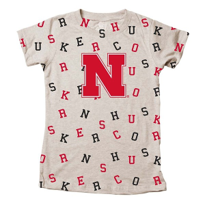 Nebraska Cornhuskers Wes and Willy Girls' All Over Print Toddler T-Shirt 4T Oatmeal