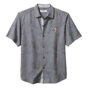 Kansas Jayhawks Tommy Bahama Point Palm Button Up XLarge Shadow
