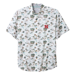 Nebraska Cornhuskers Tommy Bahama Surf Villa Button Up XLarge White