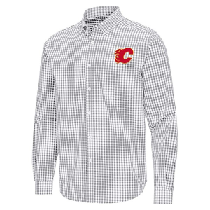 Calgary Flames Antigua Ellis Woven Long Sleeve Button Up Small Skyscraper/White