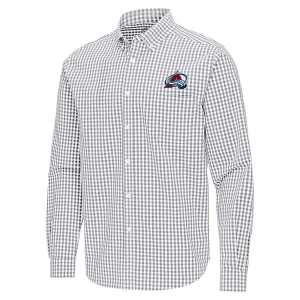 Colorado Avalanche Antigua Ellis Woven Long Sleeve Button Up XLarge Skyscraper/White
