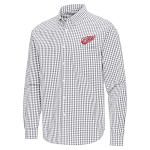 Detroit Red Wings Antigua Ellis Woven Long Sleeve Button Up XLarge Skyscraper/White