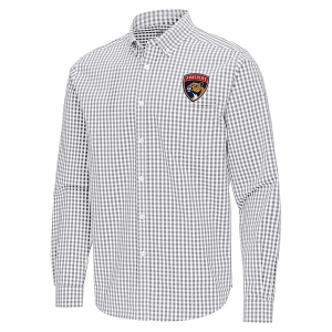 Florida Panthers Antigua Ellis Woven Long Sleeve Button Up Small Skyscraper/White