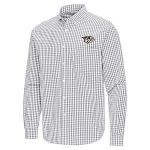Nashville Predators Antigua Ellis Woven Long Sleeve Button Up Small Skyscraper/White