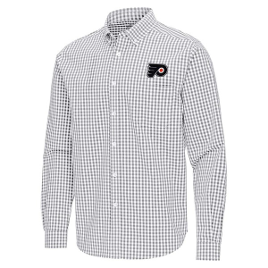 Philadelphia Flyers Antigua Ellis Woven Long Sleeve Button Up Small Skyscraper/White