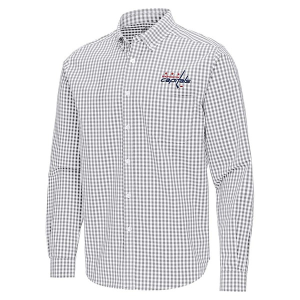 Washington Capitals Antigua Ellis Woven Long Sleeve Button Up Small Skyscraper/White