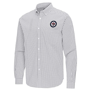Winnipeg Jets Antigua Ellis Woven Long Sleeve Button Up Small Skyscraper/White