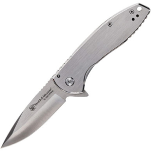 Aob Smith & Wesson Executive Platinum Satin Carbon Steel Folding 3" Framelock Knife Brushed Handles - $19.99 at Fin Feather Fur Outfitters