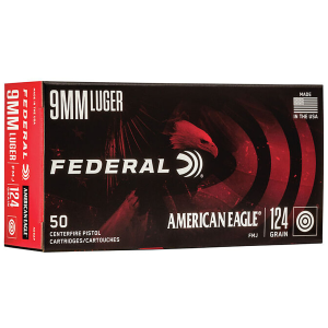 Federal Federal AE9AP American Eagle 9mm 124 GR FMJ 50 Rounds - $14.99 at Fin Feather Fur Outfitters