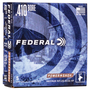 Federal Federal F412RS PowerShok 410 Gauge 2.5 1/4 oz Slug Shot 5 Rounds - $8.99 at Fin Feather Fur Outfitters