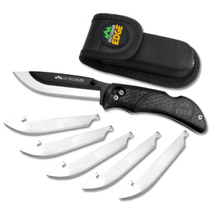 Outdoor Edge RL10C RazorLite 3.50" Folding Plain Black Oxide 420J2 SS Blade, Black TPR Handle