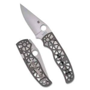 Spyderco Edgerati Folding Knife 3.57" Plain Edge Satin Gray Aluminum