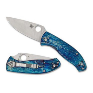 Spyderco Tenacious R.I.L. Disarray D2 Folding Knife Blue Titanium