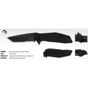 Kershaw Kershaw Brawler Serrated 3-Inch Assisted Tanto Folding Knife - $44.99 at Fin Feather Fur Outfitters