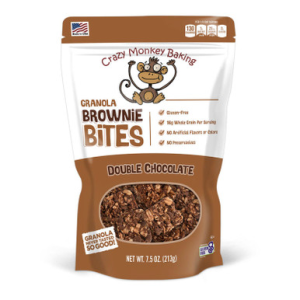 Crazy Monkey Baking Crazy Monkey Double Chocolate Granola Brownie Bites 7.5 oz - $4.99 at Fin Feather Fur Outfitters