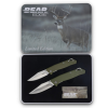 Bear & Son Bear Edge 2 pc Green Handle Holiday Tin Folding 2.75", 2.5"
