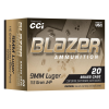 CCI 5239A Blazer 9mmLuger 115gr Jacketed Hollow Point 20/Box