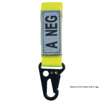 Voodoo Tactical Embroidered Blood Type Tags B+, Black Letters, Hi-Viz Yellow Webbing
