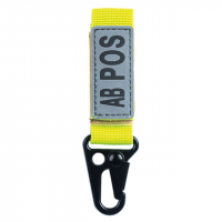 Voodoo Tactical Embroidered Blood Type Tags Ab+, Black Letters, Hi-Viz Yellow Webbing