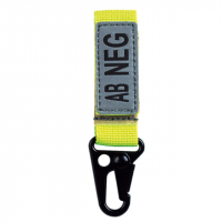 Voodoo Tactical Embroidered Blood Type Tags Ab-, Black Letters, Hi-Viz Yellow Webbing