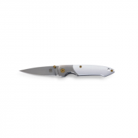 Brighten Blades Gold Not So Heavy Metal Knife w/Case, 2.5in, 8Cr13MoV Stainless Steel, Drop Point, Gray