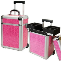 TZ Case  Miniature Professional Rolling Beauty Case - Pink Alligator