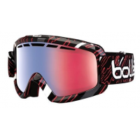Bolle Nova II Ski/Snowboard GogglesShiny Black and Red FramePhotochromic Modulator Vermillon Blue Lens