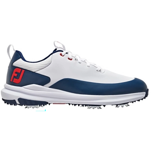FootJoy Men's Tour Rival Golf Shoes, 9.5 W, White/Navy/Red