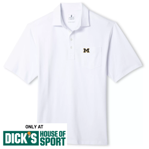 Johnnie-O Men's Michigan Wolverines 4 Button Polo, Small, White