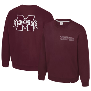 Colosseum Men's Mississippi State Bulldogs Maroon Super-Rich Vintage Crewneck Sweatshirt, Small, Red