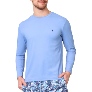 TAILORBYRD Men's Solid Performance Long Sleeve Rash Guard, Large, Peri Blue