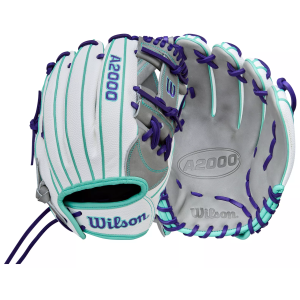 Wilson 12'' H12 A2000 SuperSkin Series Fastpitch Glove, White/Grey/Purple