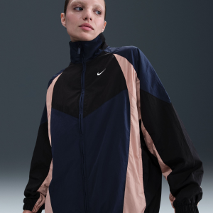 Nike Women's Sportswear Oversized Track Jacket, XS, Midnight Nvy/Bk/Ptl Pk/Sl