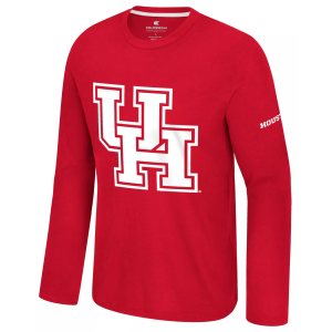 Colosseum Men's Houston Cougars Red Richie Long Sleeve Shirt, Medium