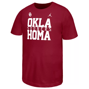 Nike Youth Oklahoma Sooners Crimson Stacked Name Drop T-Shirt, Large, Red