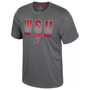 Colosseum Men's Washington State Cougars Heather Charcoal Maitre D T-Shirt, Small, Gray